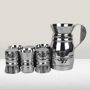 stainless steel Water Set jug and Glasses